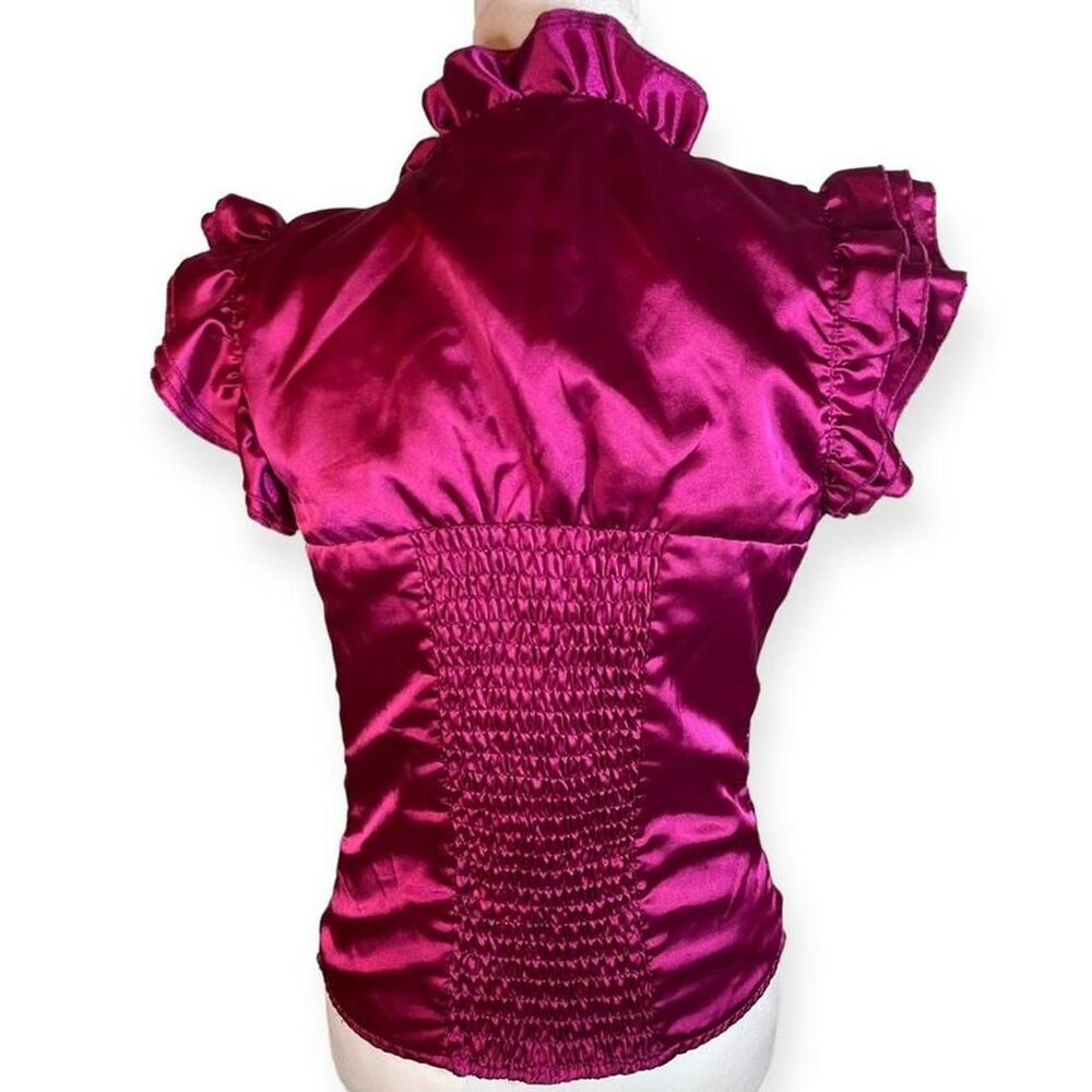 Y2K magenta ruffle corset style blouse - Picture 5 of 5